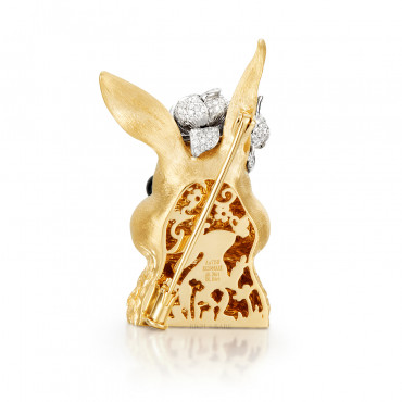 ARTISAN 'RABBIT WITH ROSE' BROOCH